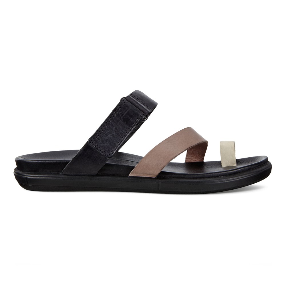 Womens Sandals - ECCO Simpil Flat Toe-Loop - Black - 5819NBKMA